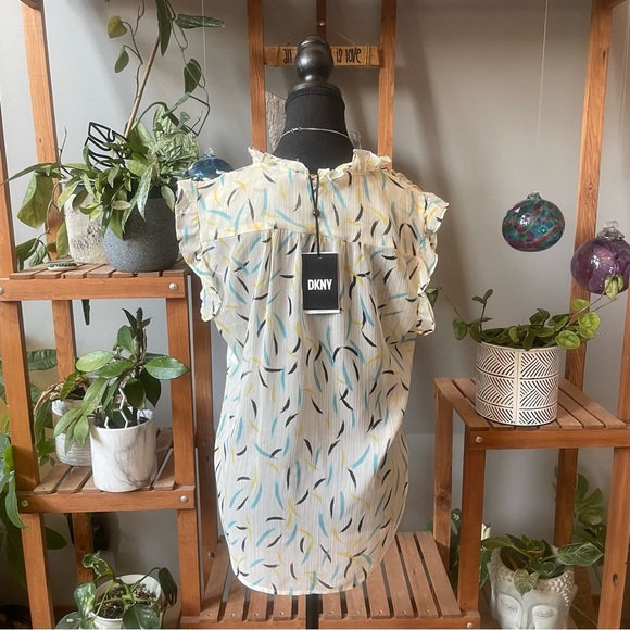 DKNY- NWT Semi Sheer Blouse with Ruffle Detailing - Picture 5 of 11
